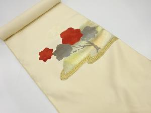 アンティーク　流水に枝花模様織り出し　名古屋帯地反物